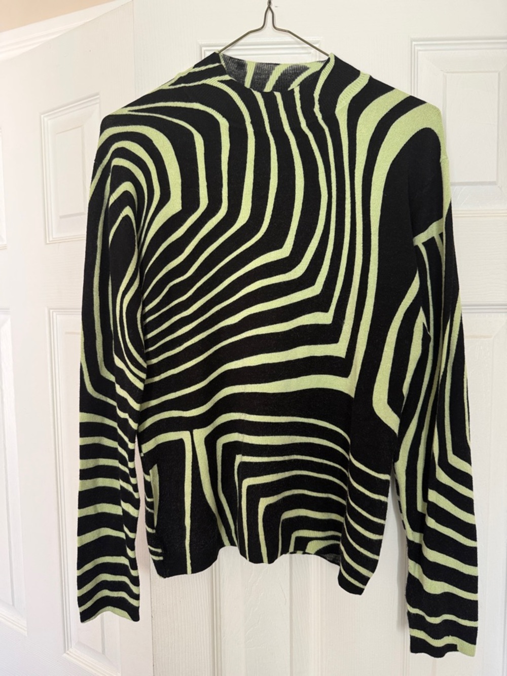 Black and Lime Geometric Crewneck Sweater